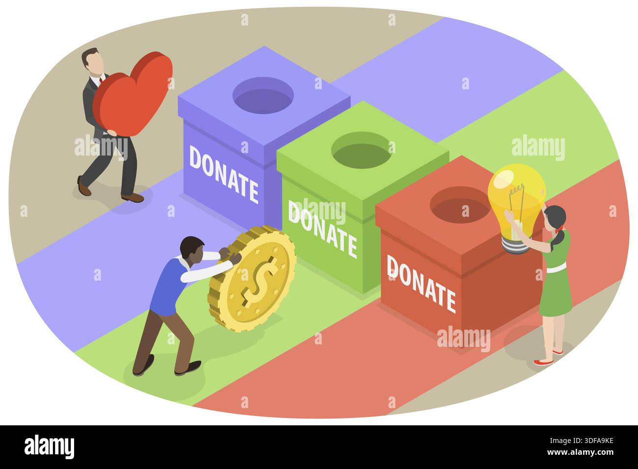 Illustration plate isométrique 3D de collecte de fonds politiques, financement électoral Banque D'Images
