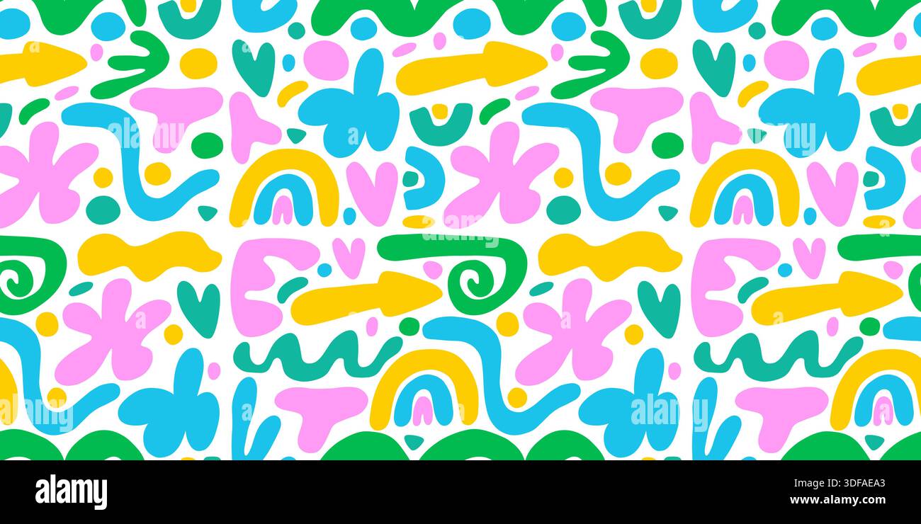 Motif sans couture abstrait de forme mignonne Doodle Illustration de Vecteur