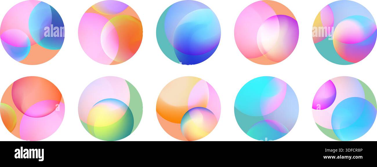 Ensemble tendance de fond rond avec des formes dégradées vives Illustration de Vecteur