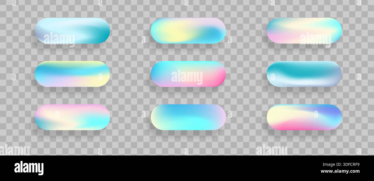 Boutons holographiques à la mode pour la conception Web Illustration de Vecteur