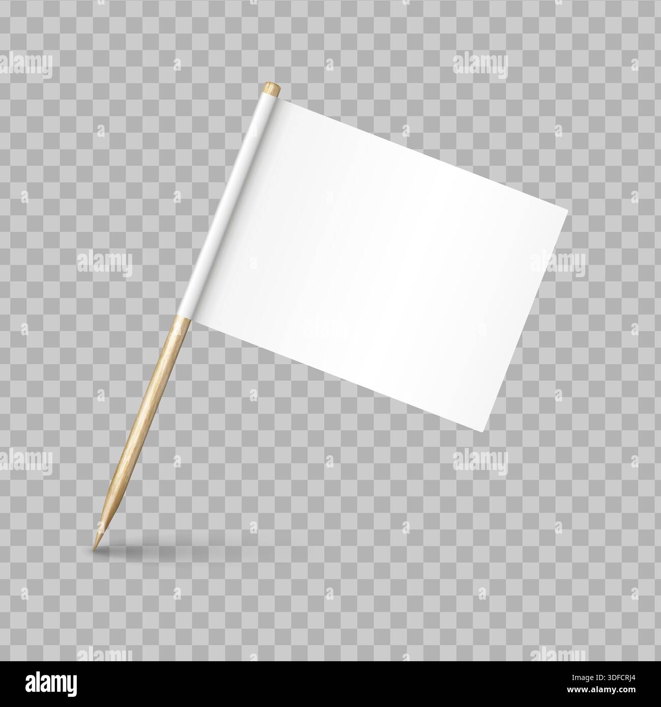 Illustration vectorielle réaliste de cure-dents en bois avec drapeau de papier blanc. Illustration de Vecteur
