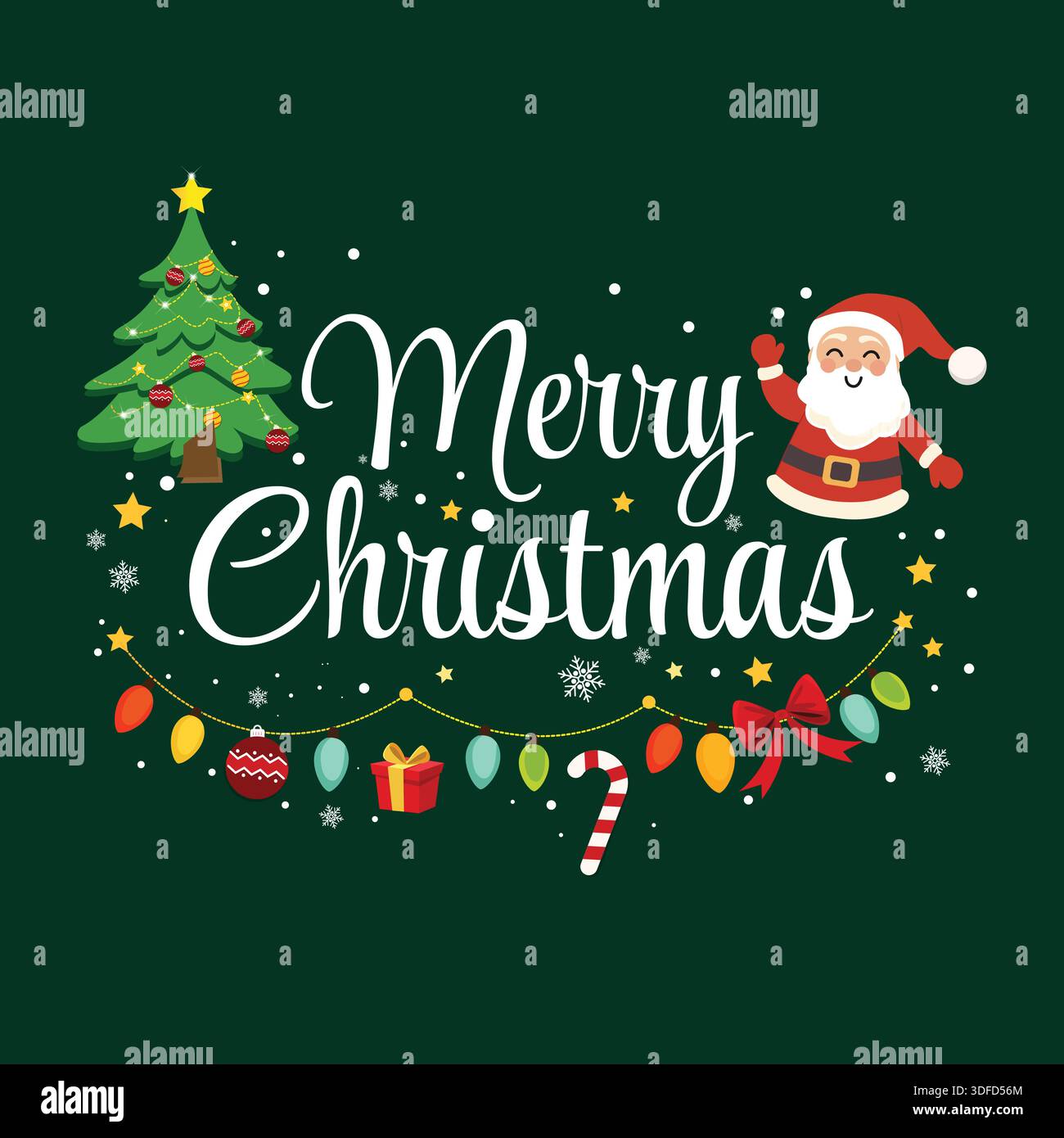 Joyeux Noël fond de voeux festif avec Santa, arbre et décoration Illustration de Vecteur