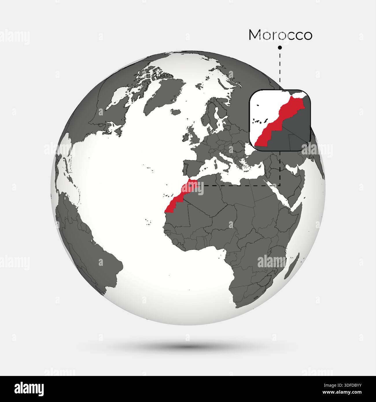 Carte du Maroc avec position sur le Globe Illustration de Vecteur