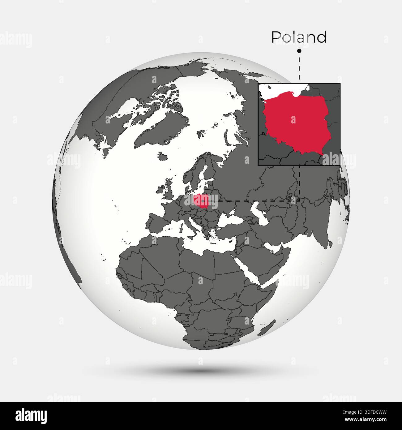 Carte de Pologne avec position sur le Globe Illustration de Vecteur
