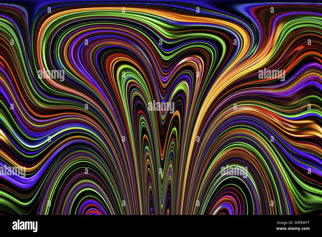 Les lignes de couleur et les courbes créent des images fantastiques. Peinture abstraite - images psychédéliques Banque D'Images