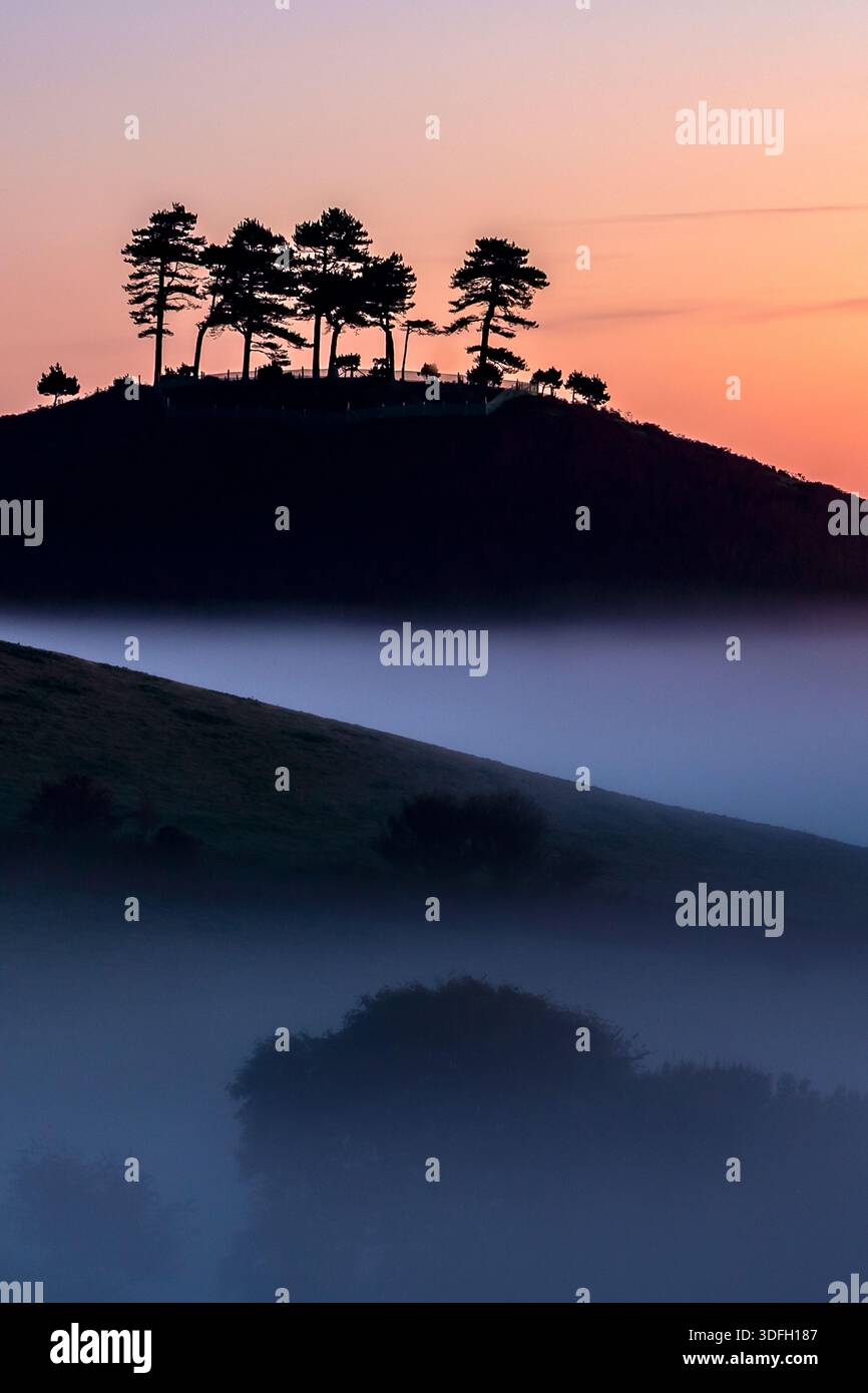 Lever de soleil époustouflant à Colmer's Hill, Dorset Royaume-Uni Banque D'Images