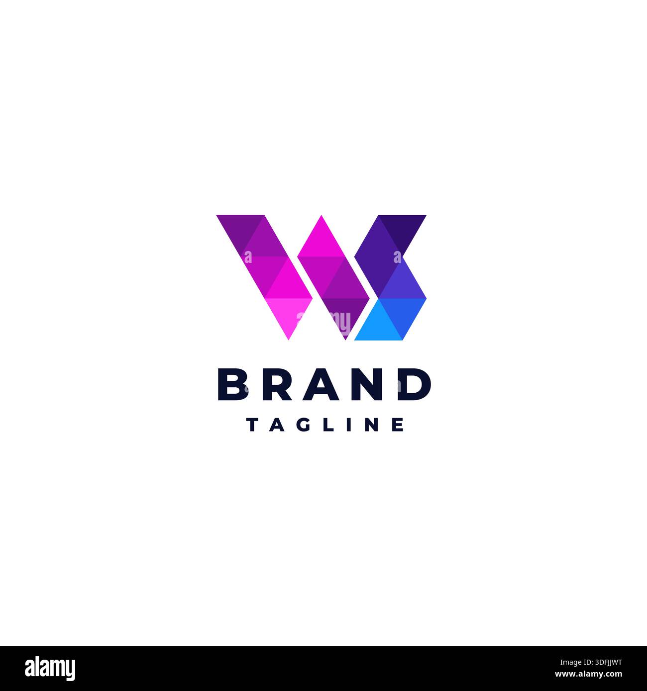 Simple lettre WS Mosaic Triangle logo Design. Triangle coloré fragments de lettres W et S logo Design. Illustration de Vecteur