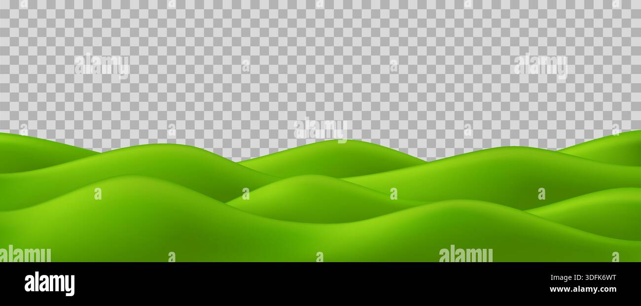 herbe 3d et colline pour fond d'enfant. Paysage de dessin animé et montagne verte ou aire de jeux. Illustration vectorielle nature et parc fantastique, été en plein air Illustration de Vecteur