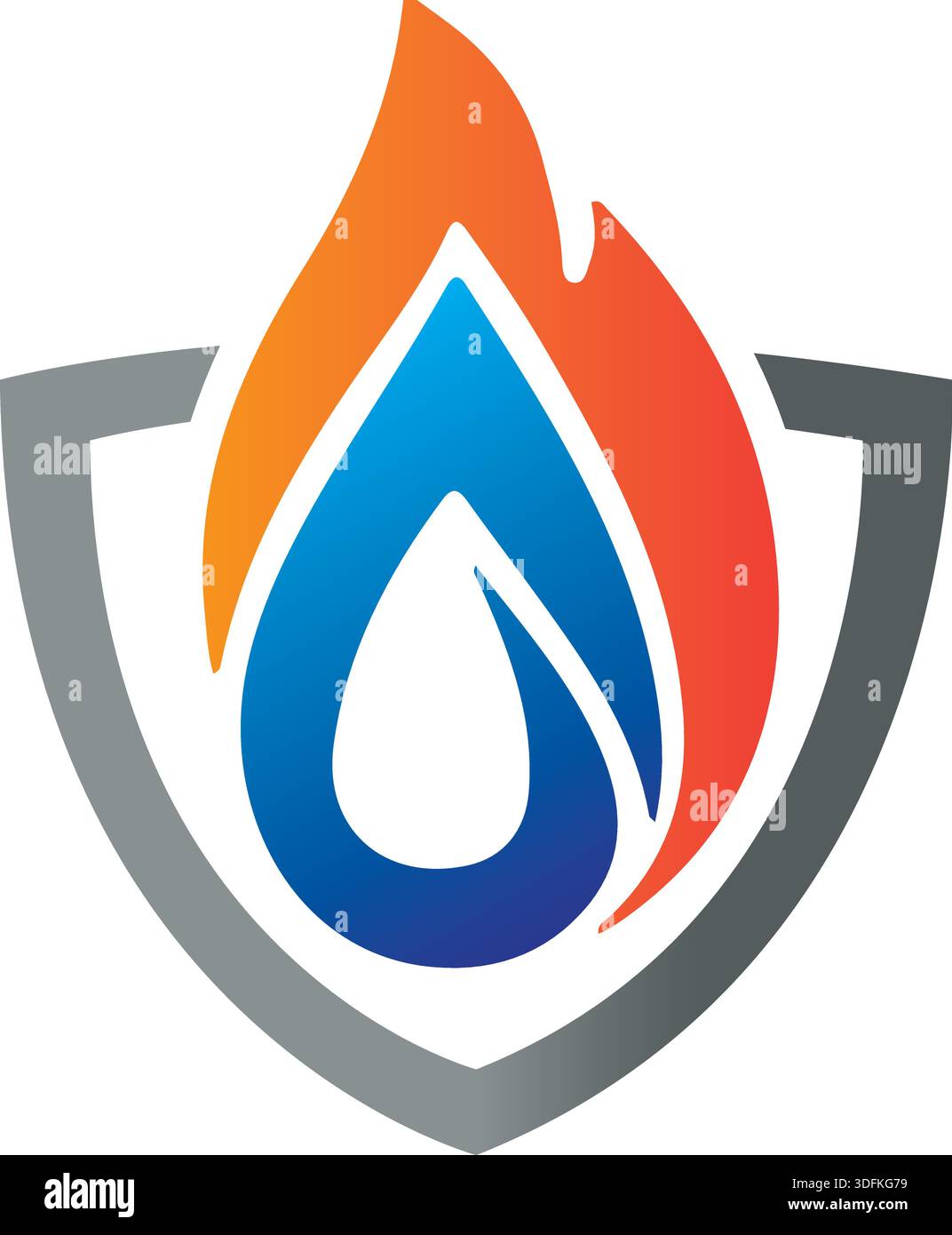 logo du feu logo de bouclier simple et propre Illustration de Vecteur