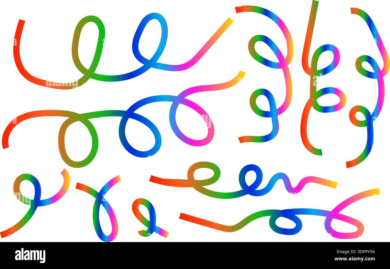 Collection abstraite de lignes tourbillons colorées avec des formes courbes dynamiques Illustration de Vecteur