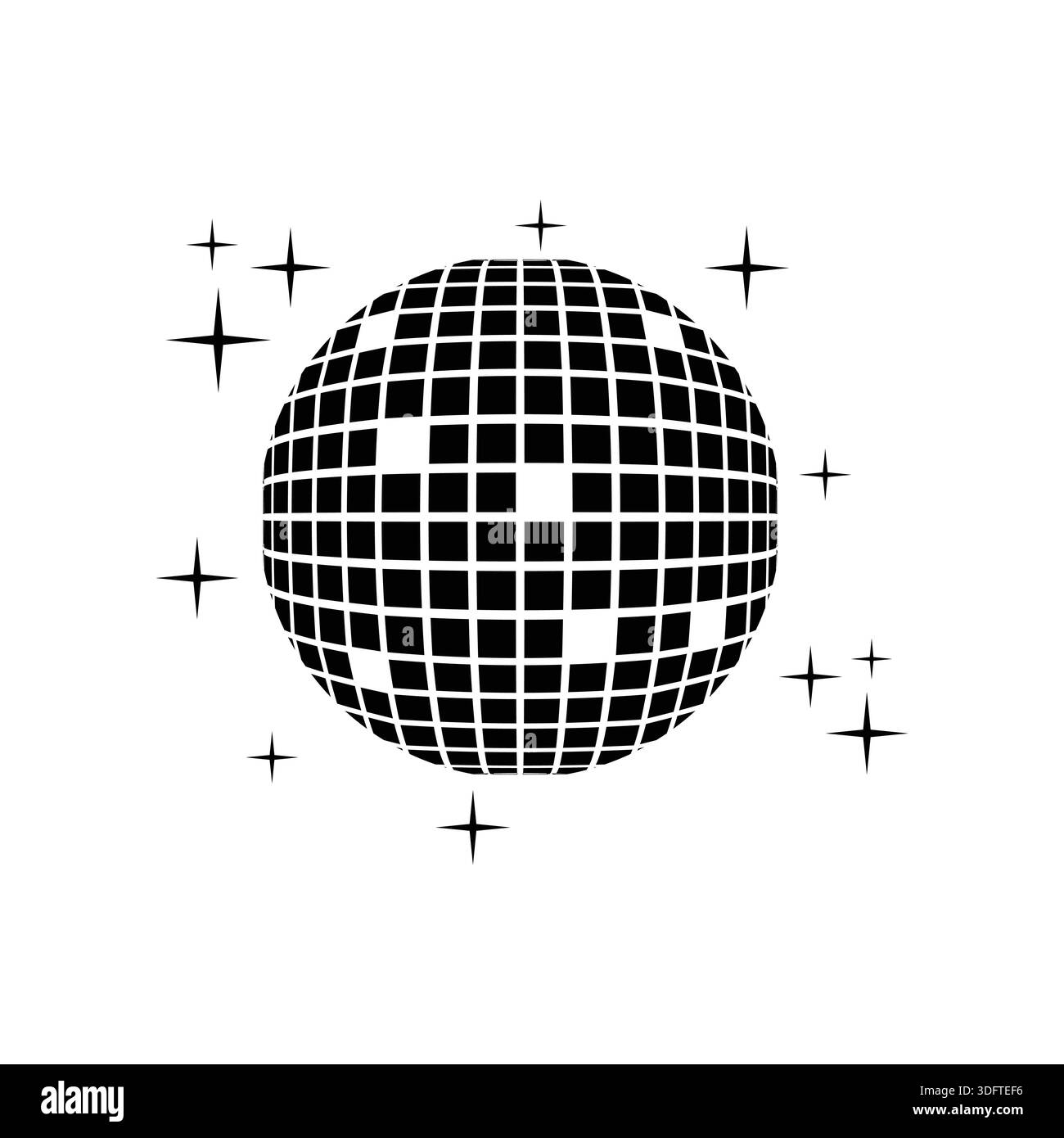 Icône vectorielle de balle disco de haute qualité avec des lignes épurées et un style moderne. Parfait pour la fête, la vie nocturne, l'événement musical, DJ, club branding, affiches, dépliants, Illustration de Vecteur