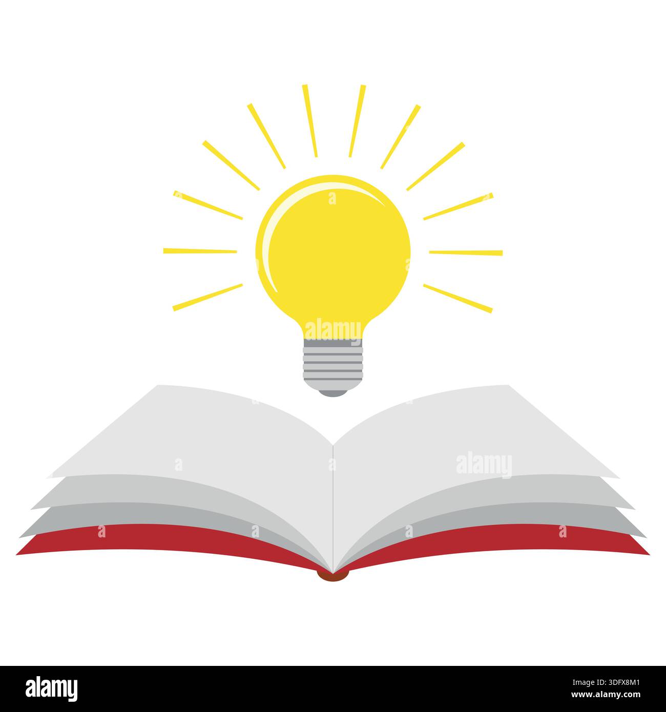 Illustration du concept d'éducation. Livre ouvert avec ampoule sur fond blanc. Illustration de Vecteur