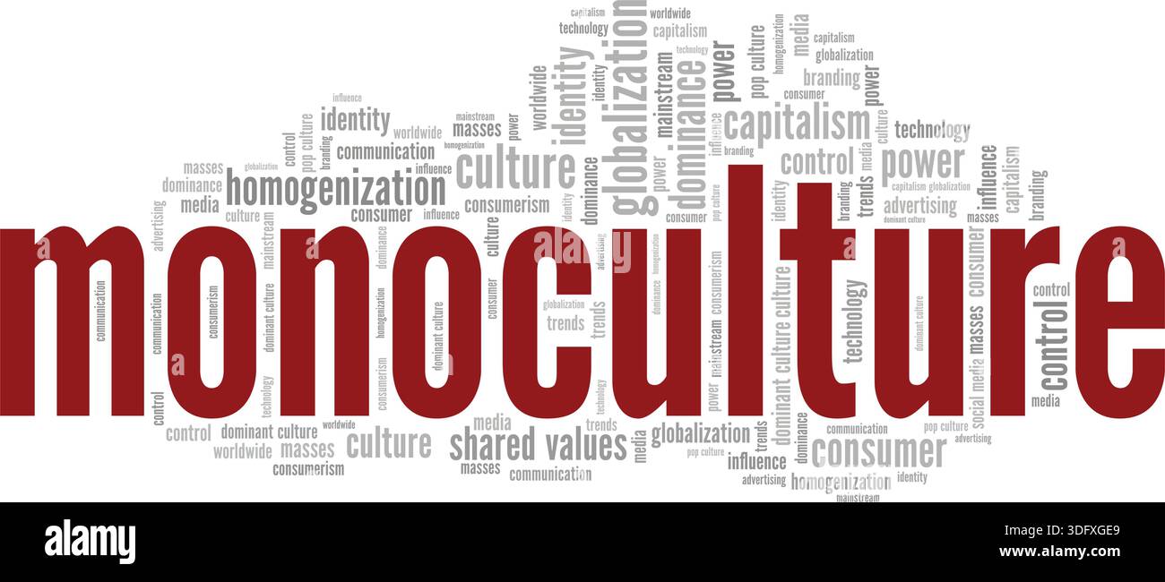 Conception conceptuelle de nuage de mots de monoculture isolé sur fond blanc. Illustration de Vecteur