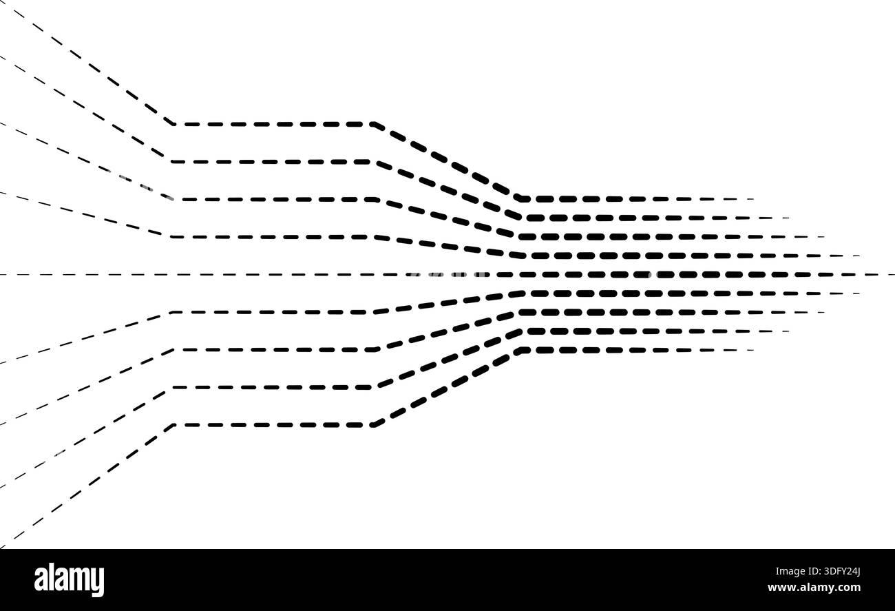 Lignes pointillées parallèles créant une illusion de profondeur avec un effet 3D. Illustration de Vecteur
