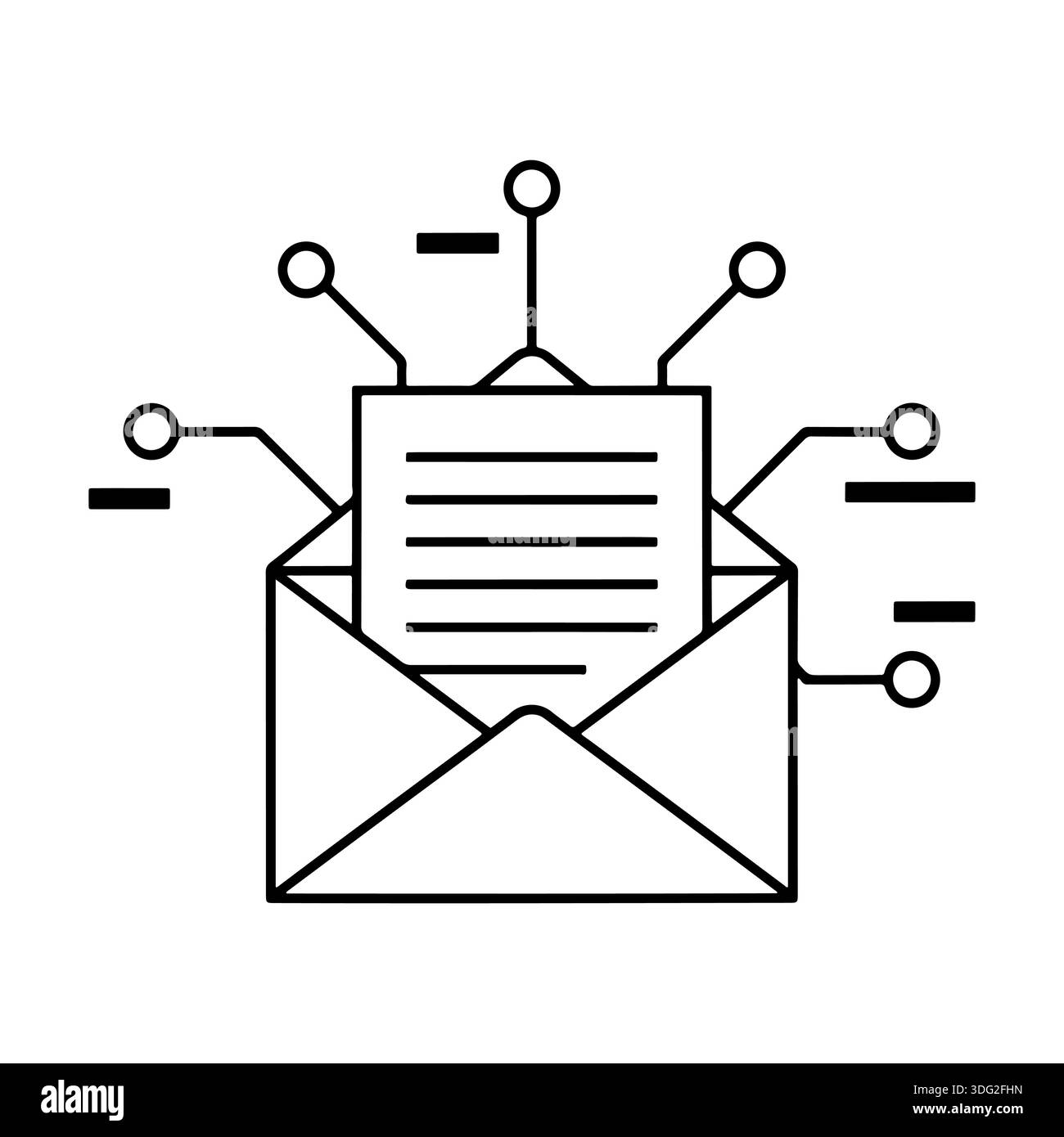 Concept de marketing par e-mail numérique. Enveloppe et lettre avec lignes de circuit imprimé pour la technologie, la communication de données et la connectivité aux bulletins d'information. Illustration de Vecteur