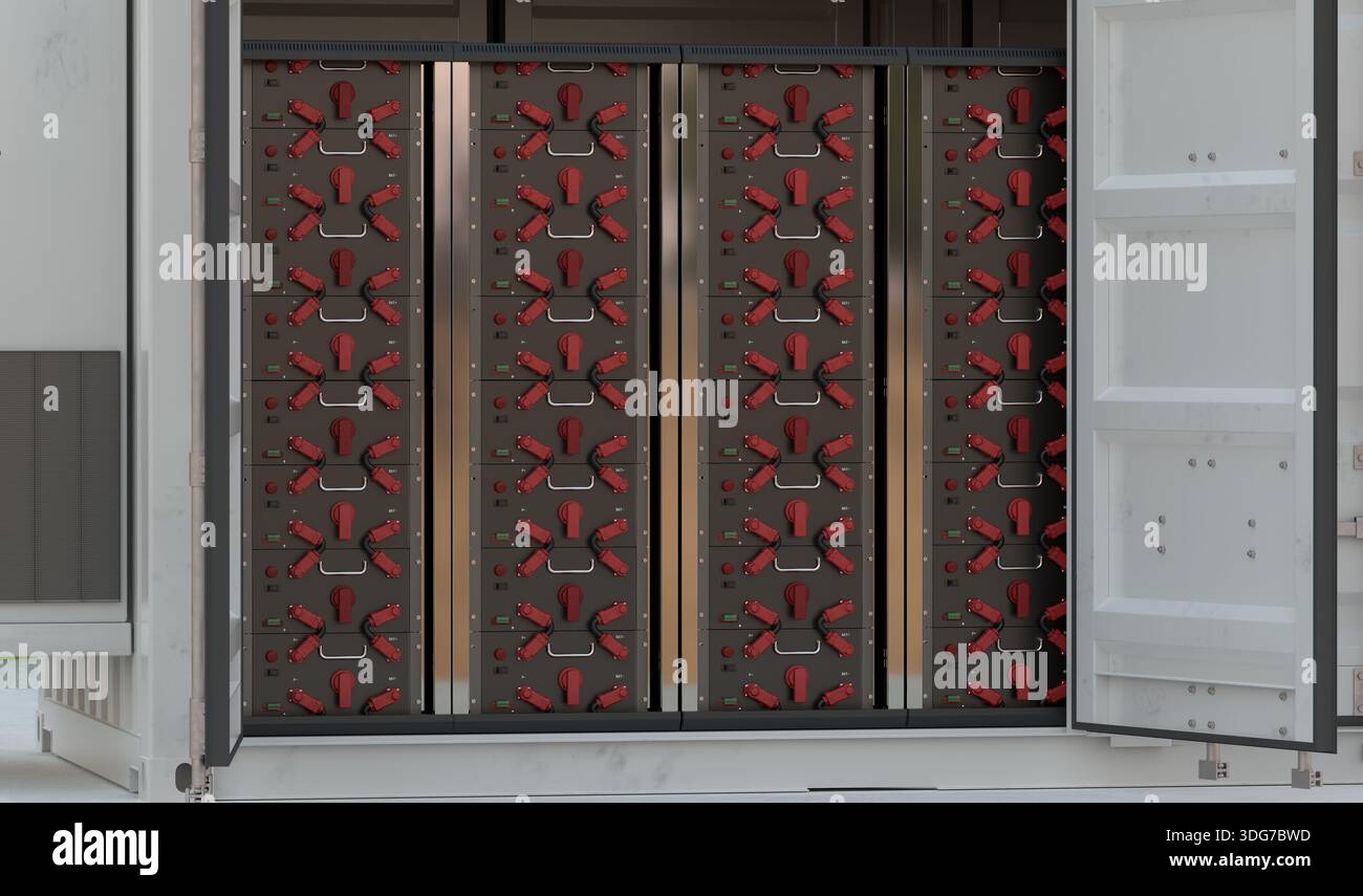 système industriel de stockage d'énergie par batterie Banque D'Images