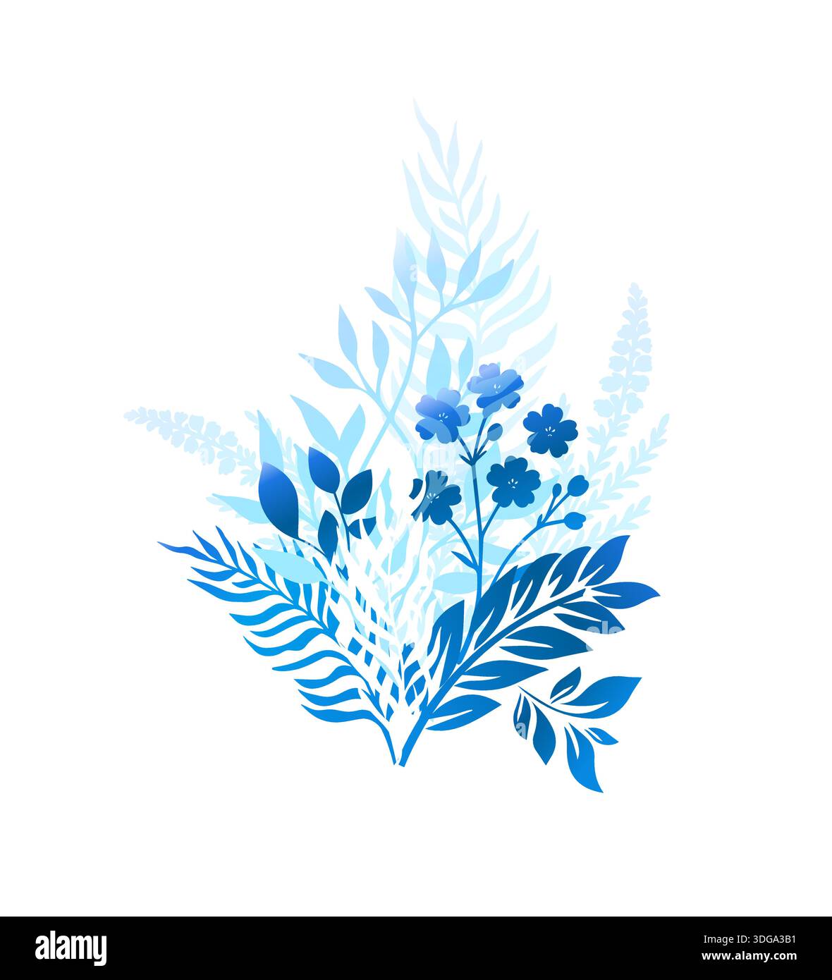 Bouquet de fleurs bleues petit. Dessiné à la main. Pas ai, illustration vectorielle Illustration de Vecteur