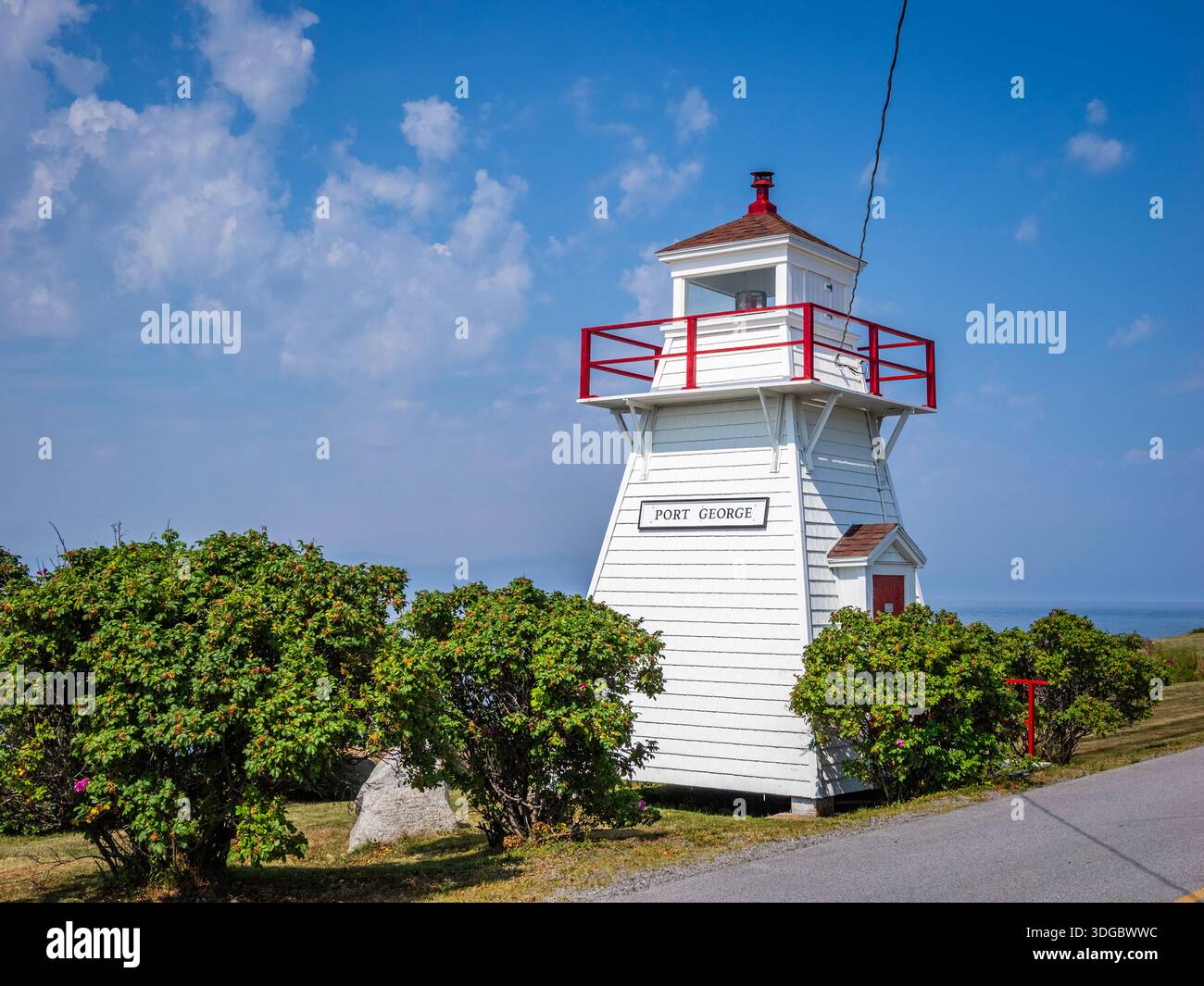 Phare de Port George dans la baie de Fundy à Port George, Nouvelle-Écosse, Canada Banque D'Images