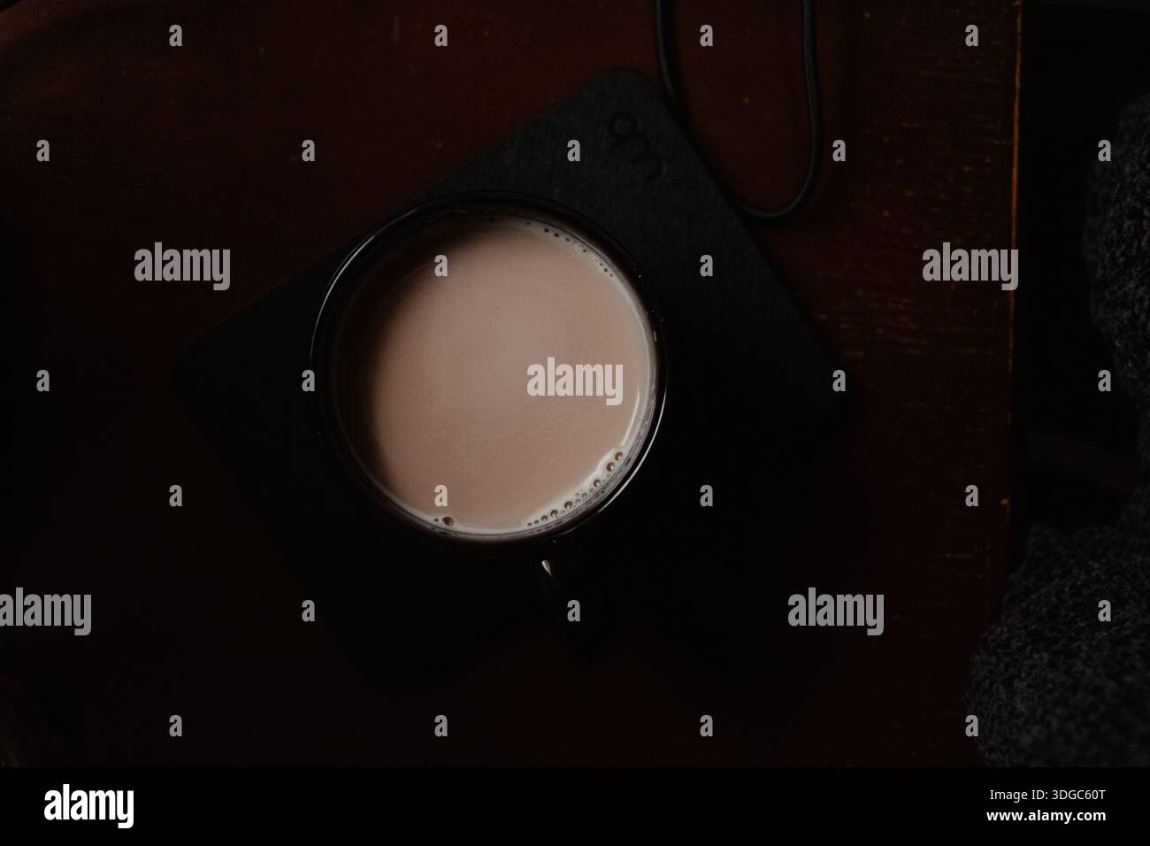 Vue aérienne du chocolat chaud dans une tasse Banque D'Images