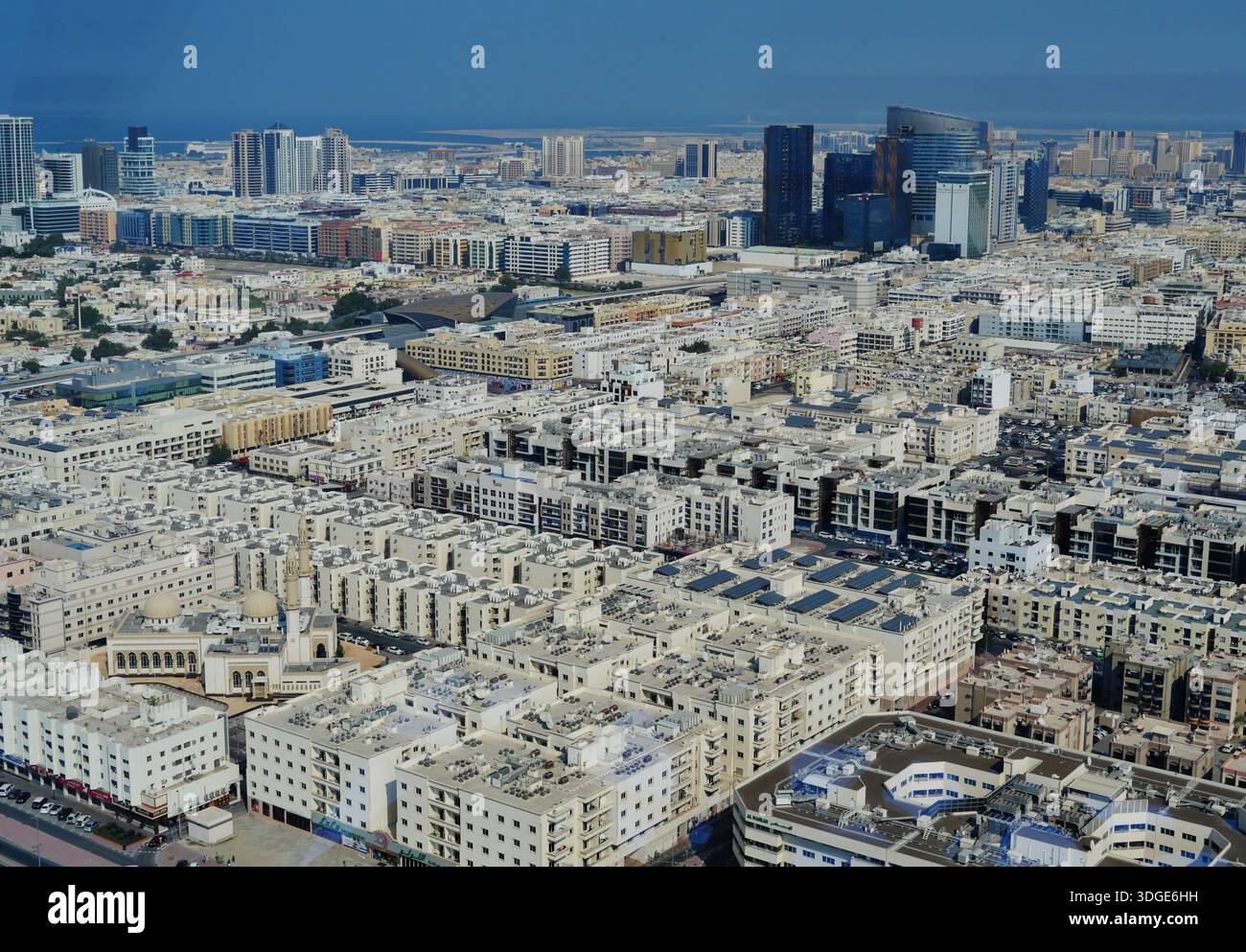 Vue panoramique depuis le cadre de Dubaï, Dubaï, Émirat de Dubaï, Émirats arabes Unis Banque D'Images