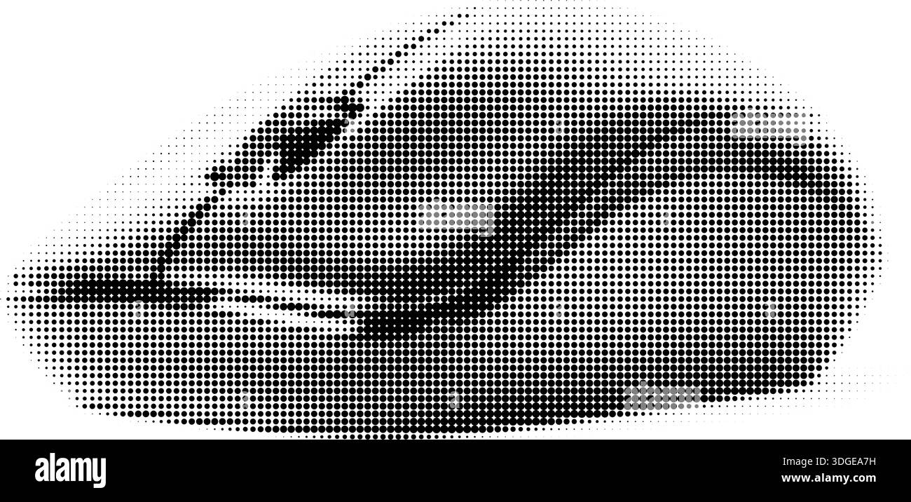 Motif de points demi-teintes noir et blanc à contraste élevé d'une souris d'ordinateur ergonomique moderne Illustration de Vecteur