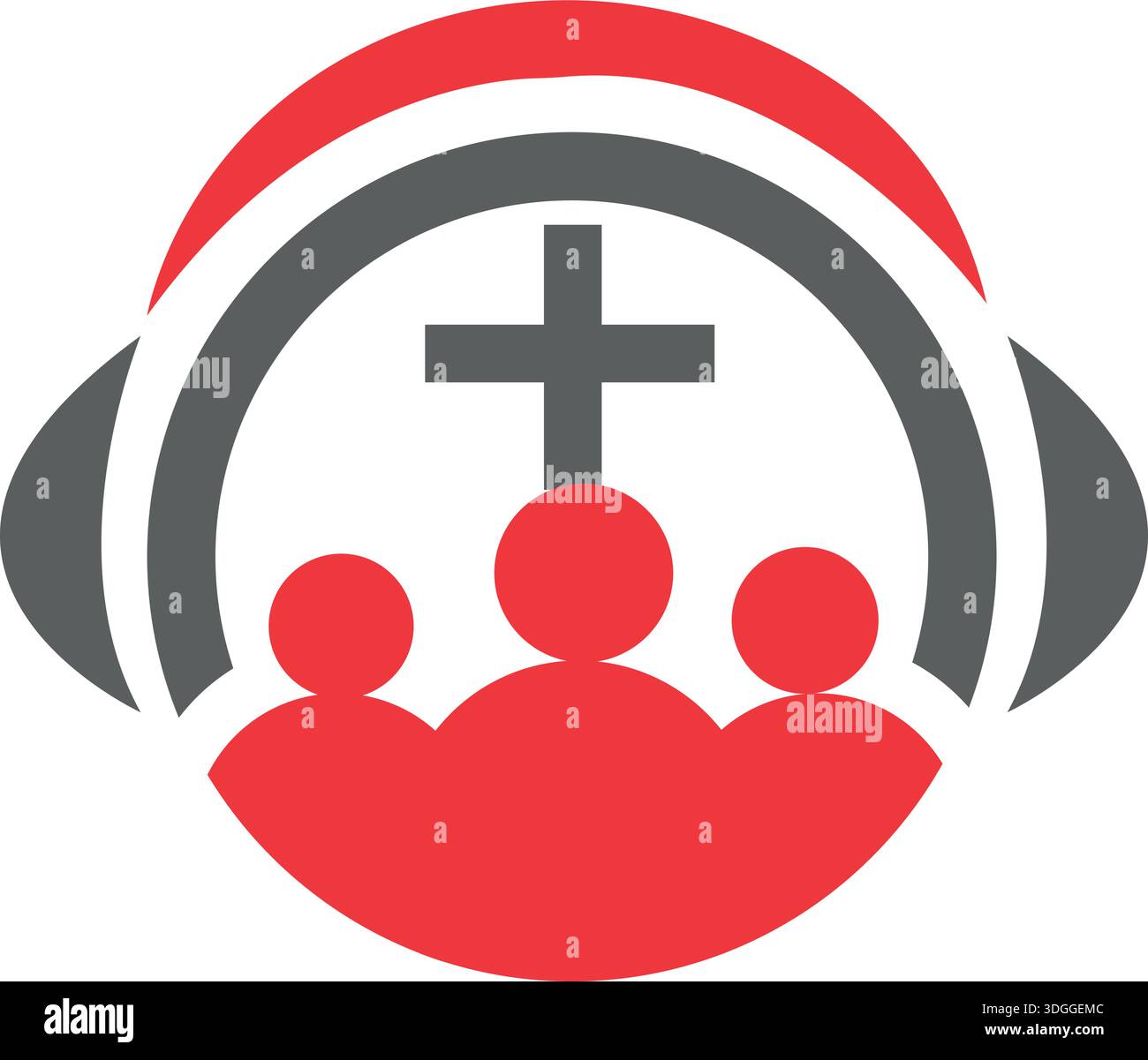 Famille chrétienne. Adorer Dieu. Rites religieux. Logo de l'église Illustration de Vecteur
