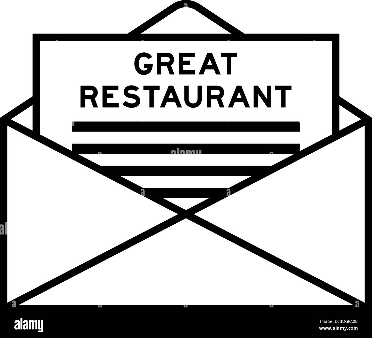 Enveloppe et lettre signe avec le mot Great restaurant comme titre Illustration de Vecteur