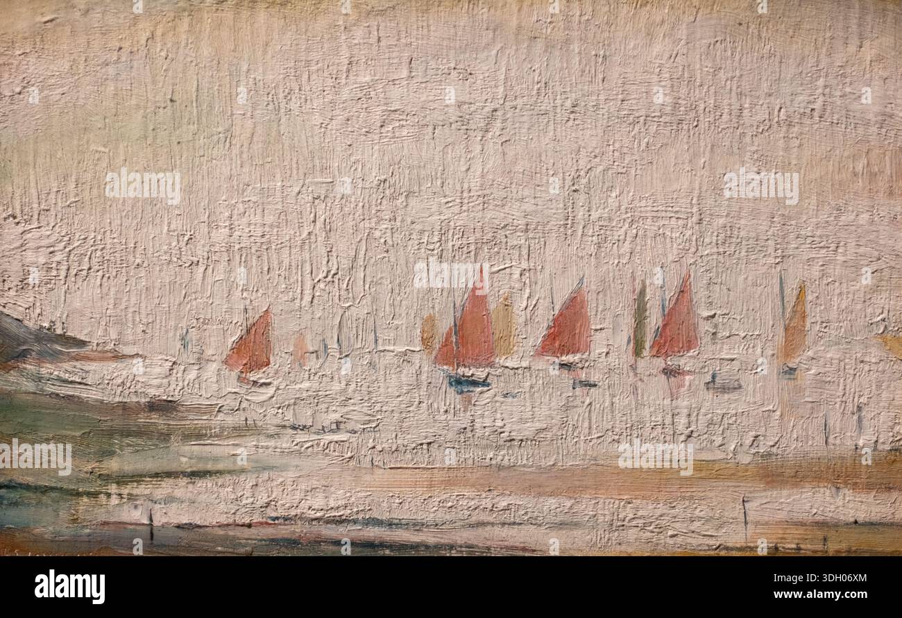 Yachts à Lytham St Annes par LS Lowry peinture à l'huile Banque D'Images
