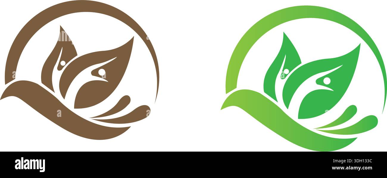 logo oiseau cercle logo moderne motif feuille d'oiseau Illustration de Vecteur