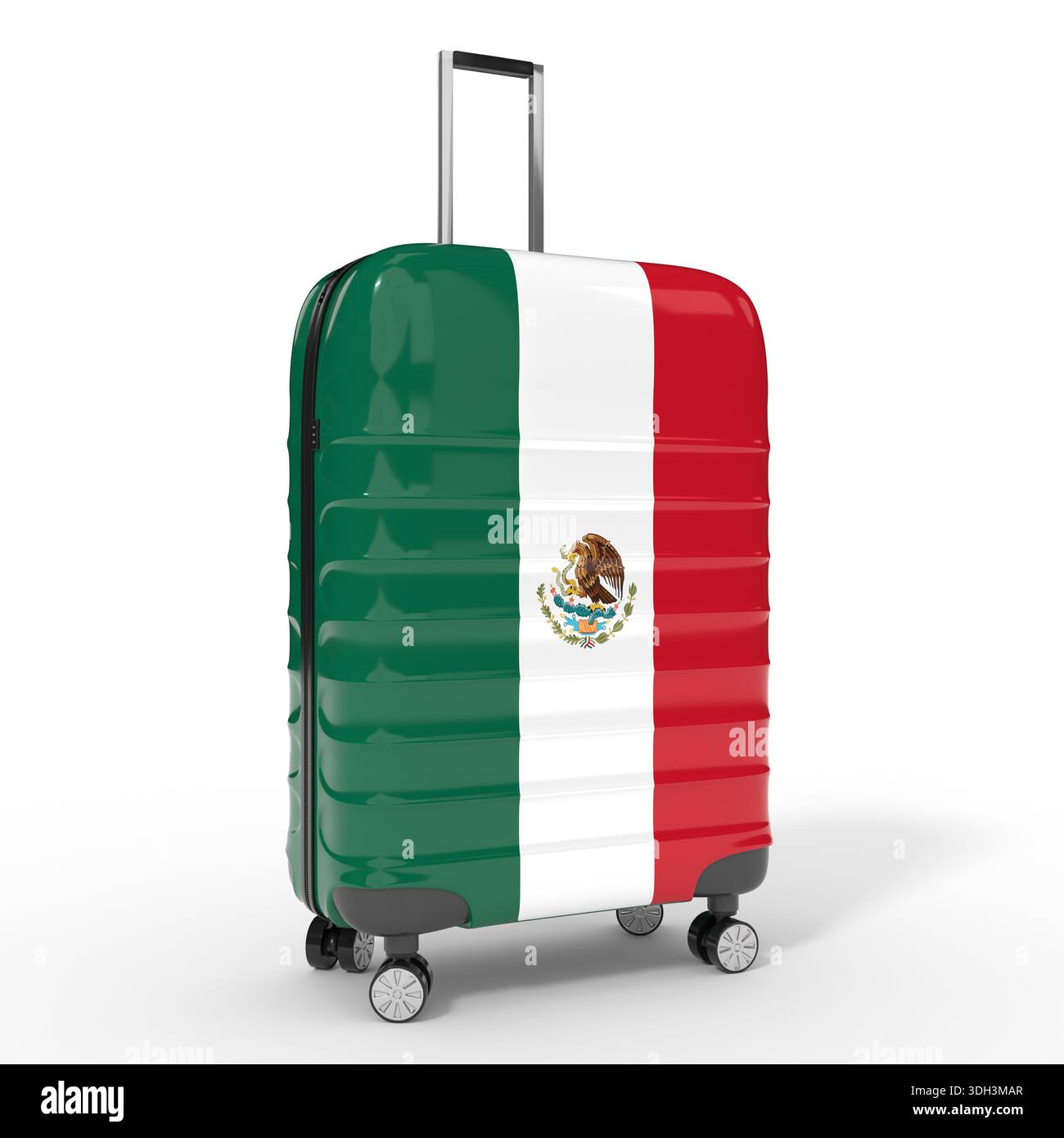 Mexique - valise de voyage avec drapeau national - illustration 3D. Banque D'Images