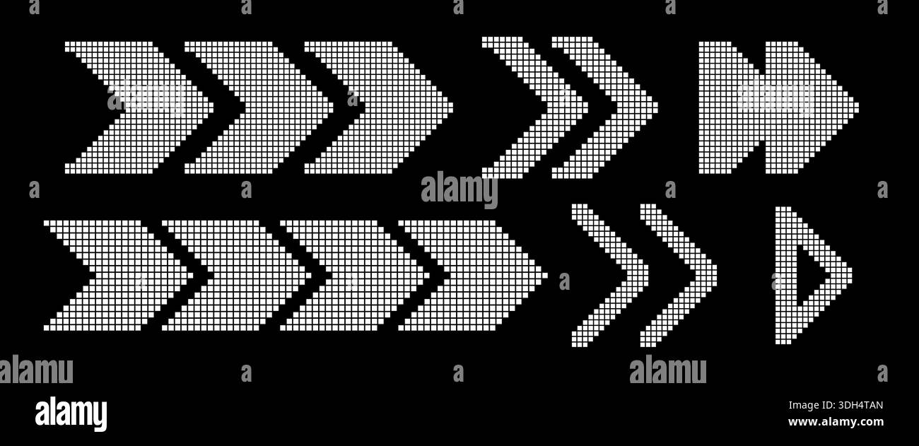 Collection Pixel Arrows. Ensemble de flèches en pointillés Illustration de Vecteur