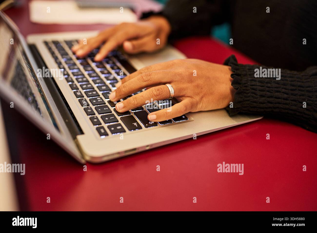 Travailler à la réception de l'hôtel à l'aide d'un ordinateur Banque D'Images