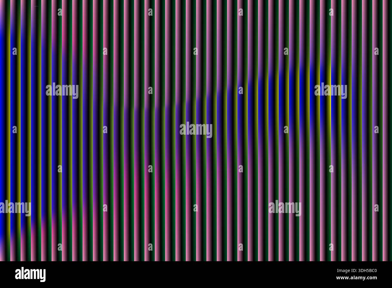 Un fond abstrait dynamique avec des bandes verticales dans les tons néon de violet, rose, bleu et jaune. Cette illustration évoque un sens du mouvement Banque D'Images