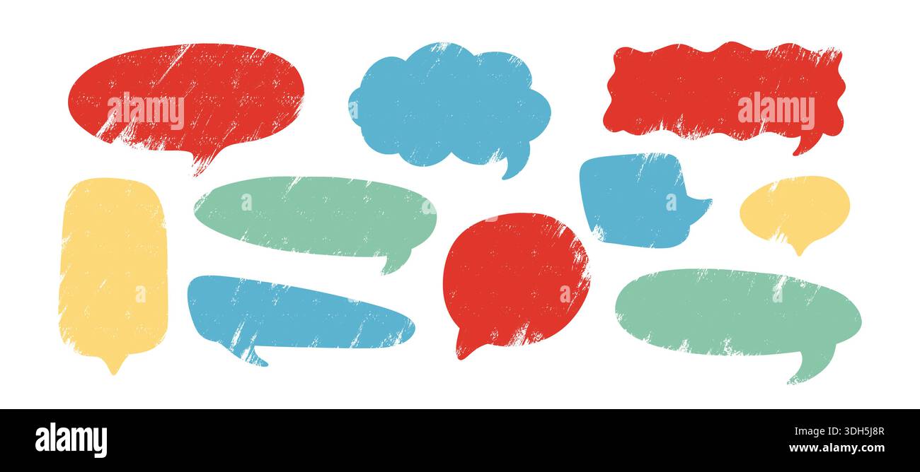 Bulle de discours dessinée à la main avec texture crayon et couleurs pastel. Cadre de chat comique parfait pour les dialogues, les messages et les conceptions vocales créatives. Illustration de Vecteur