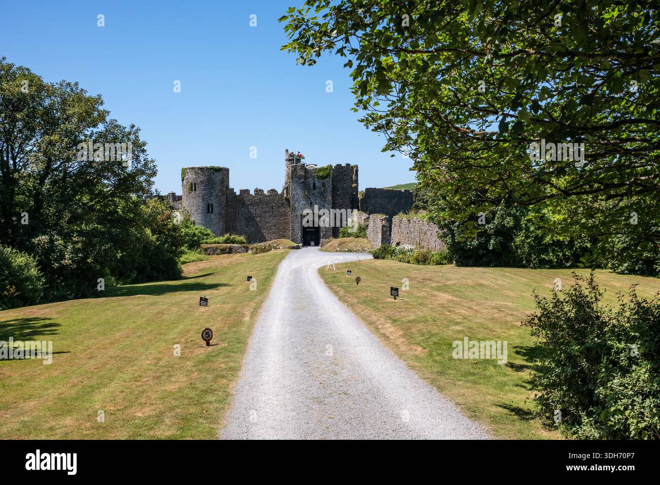 Château de Manorbier dans l'ouest du pays de Galles Pembrokeshire Banque D'Images