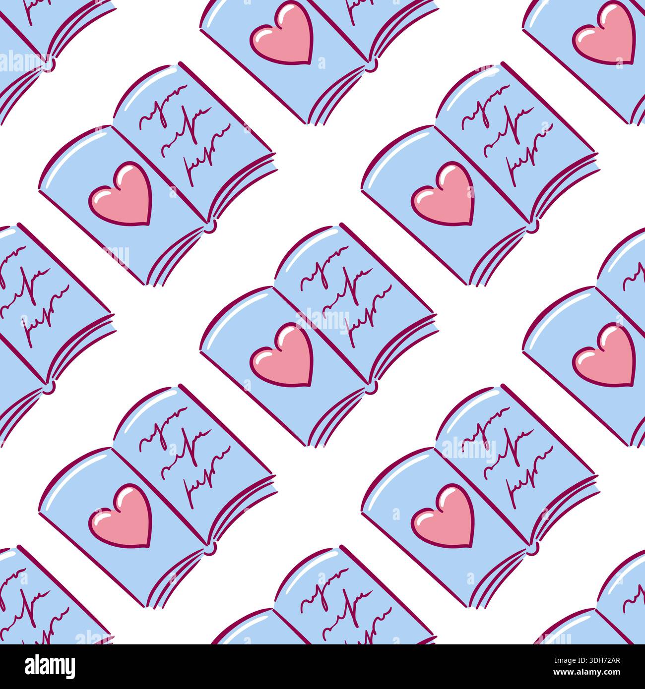 Design de papeterie romantique, coeurs roses et papier vintage, notes manuscrites sur fond de journal confortable, papier texturé vintage avec des symboles d'amour roses Illustration de Vecteur