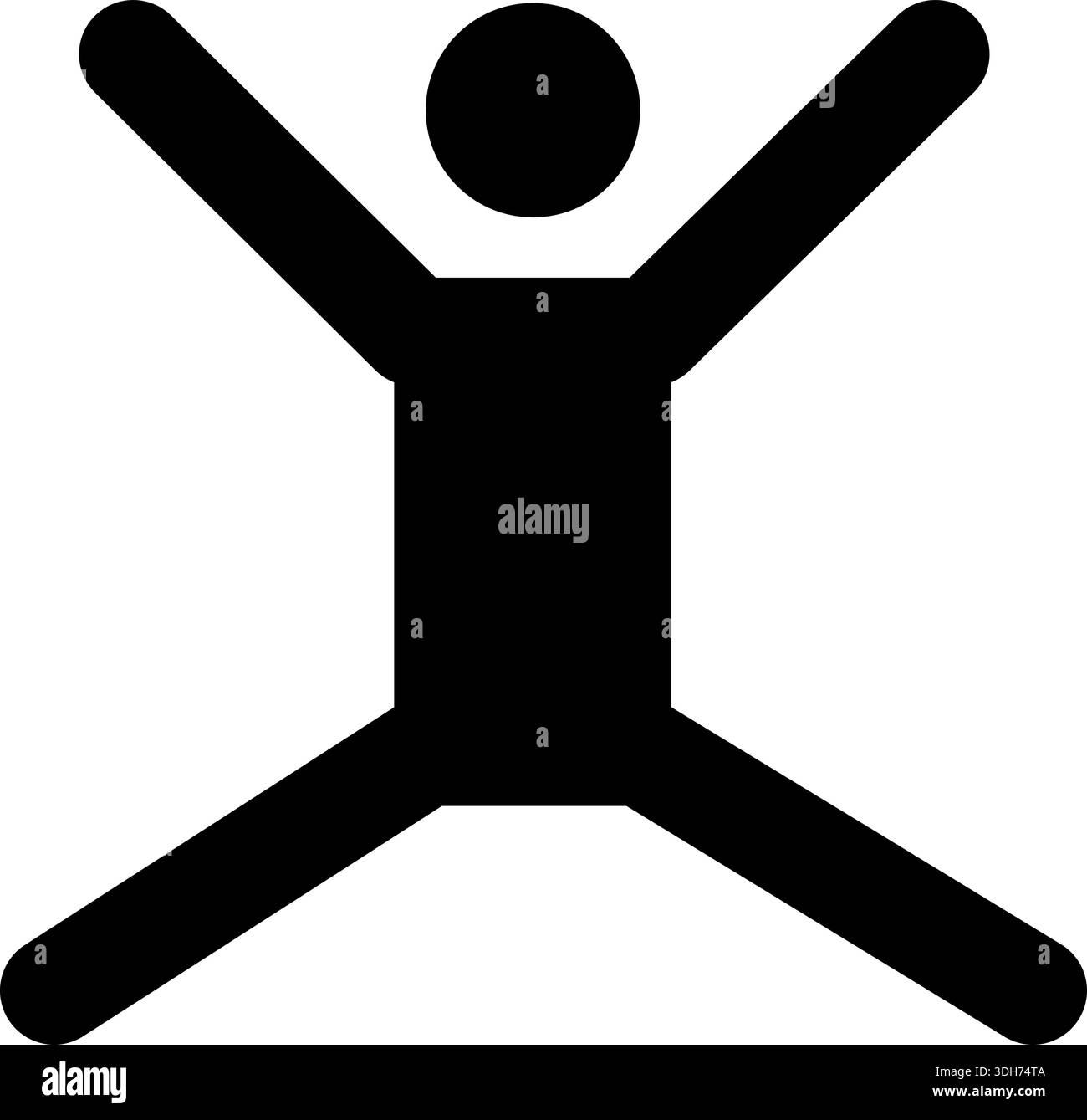 Pictogramme noir d'un homme avec les bras et les jambes écartés Illustration de Vecteur