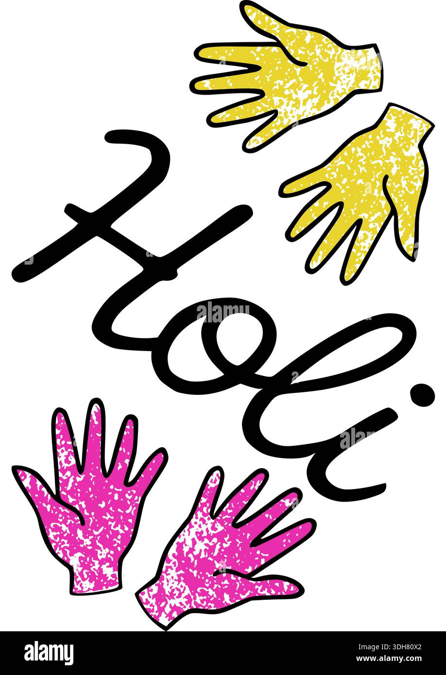 Vecteur d'affiche vibrant de festival Holi avec des mains colorées et un lettrage festif Illustration de Vecteur