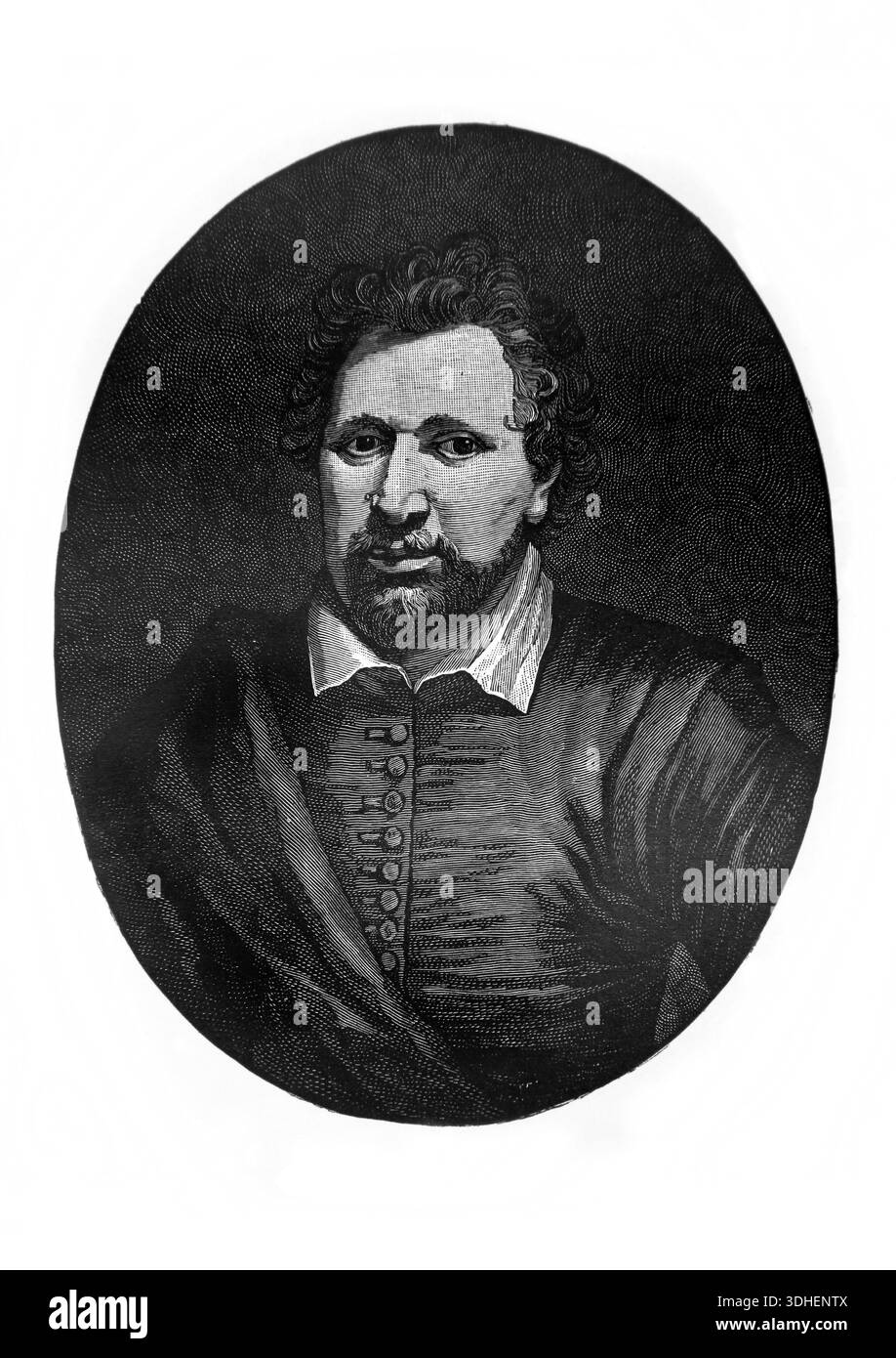 Portrait du dramaturge et poète Ben Johnson 1572-1637 par Gerard Honthorst tiré de l'édition 1898 de A Short History of the English People par J.R Green Banque D'Images