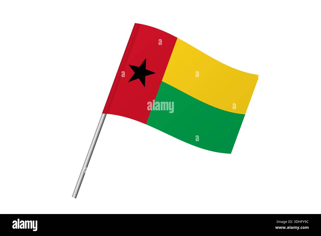 Drapeau Guinée-Bissau - drapeau ondulé du pays, de l'identité culturelle et du patrimoine. Représente la fierté et l'unité nationales. Drapeau de vecteur isolé sur fond blanc. Illustration de Vecteur