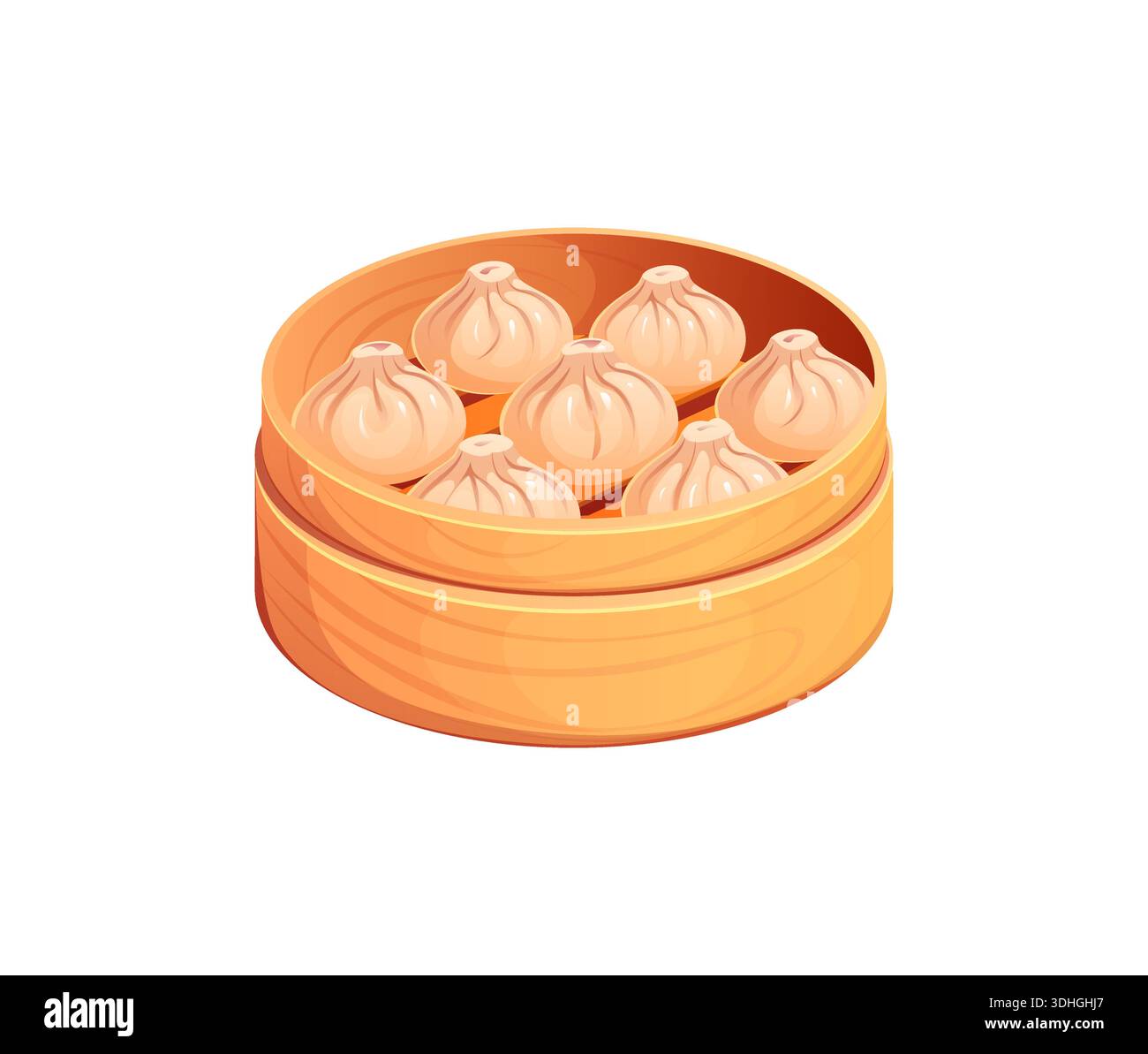 Boulettes chinoises traditionnelles dans un cuiseur vapeur en bambou Illustration de Vecteur