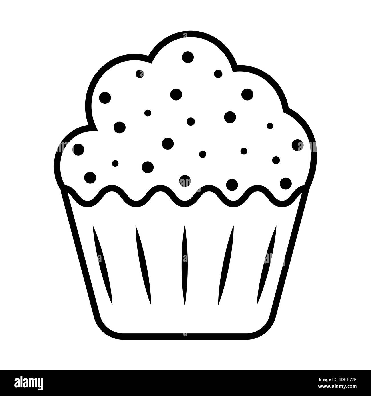 Icône de muffin Cupcake noir et blanc isolé sur fond blanc Illustration de Vecteur