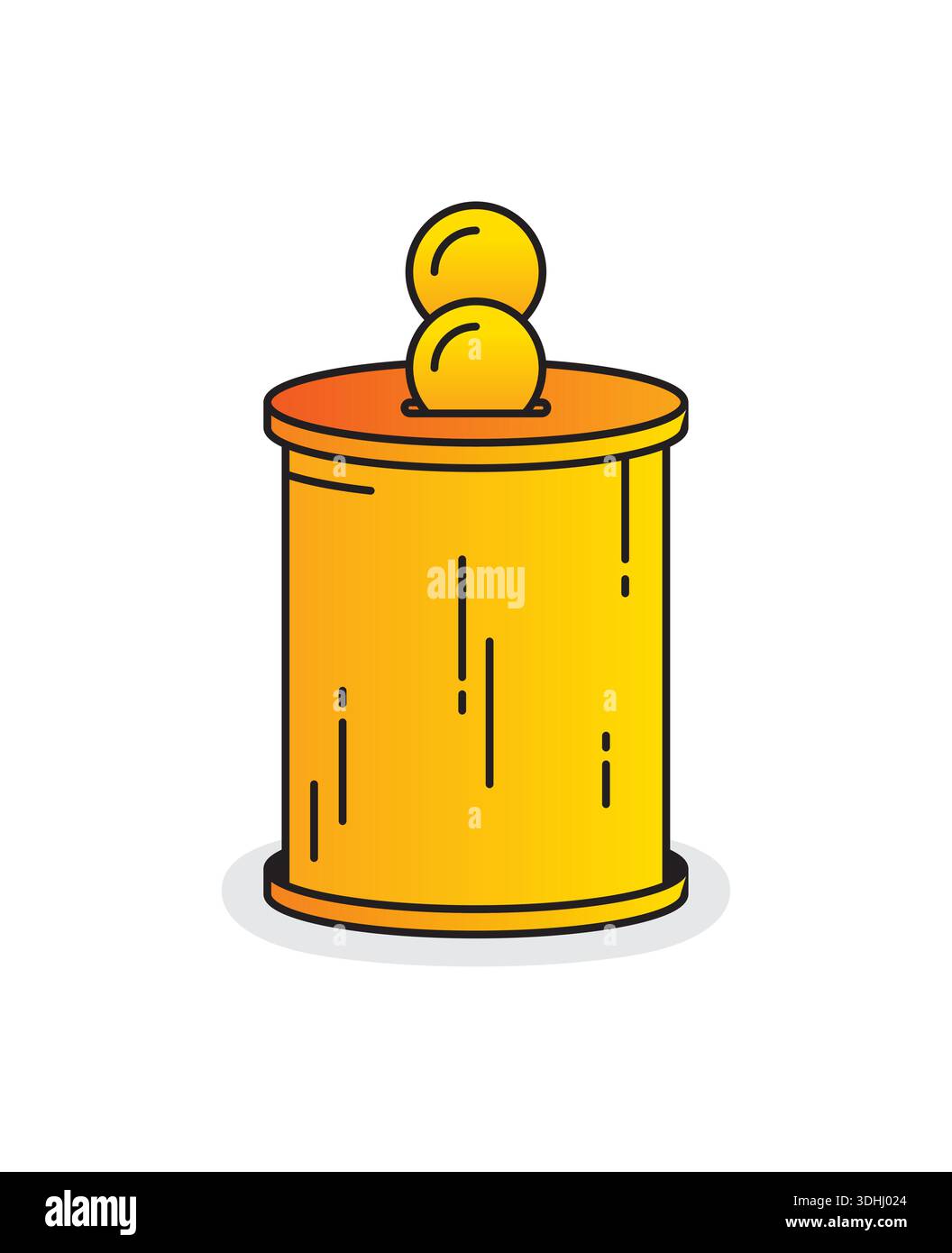 Cochon de banque orange et pièces de monnaie. Concept de cochon de banque pour l'épargne. Illustration de Vecteur