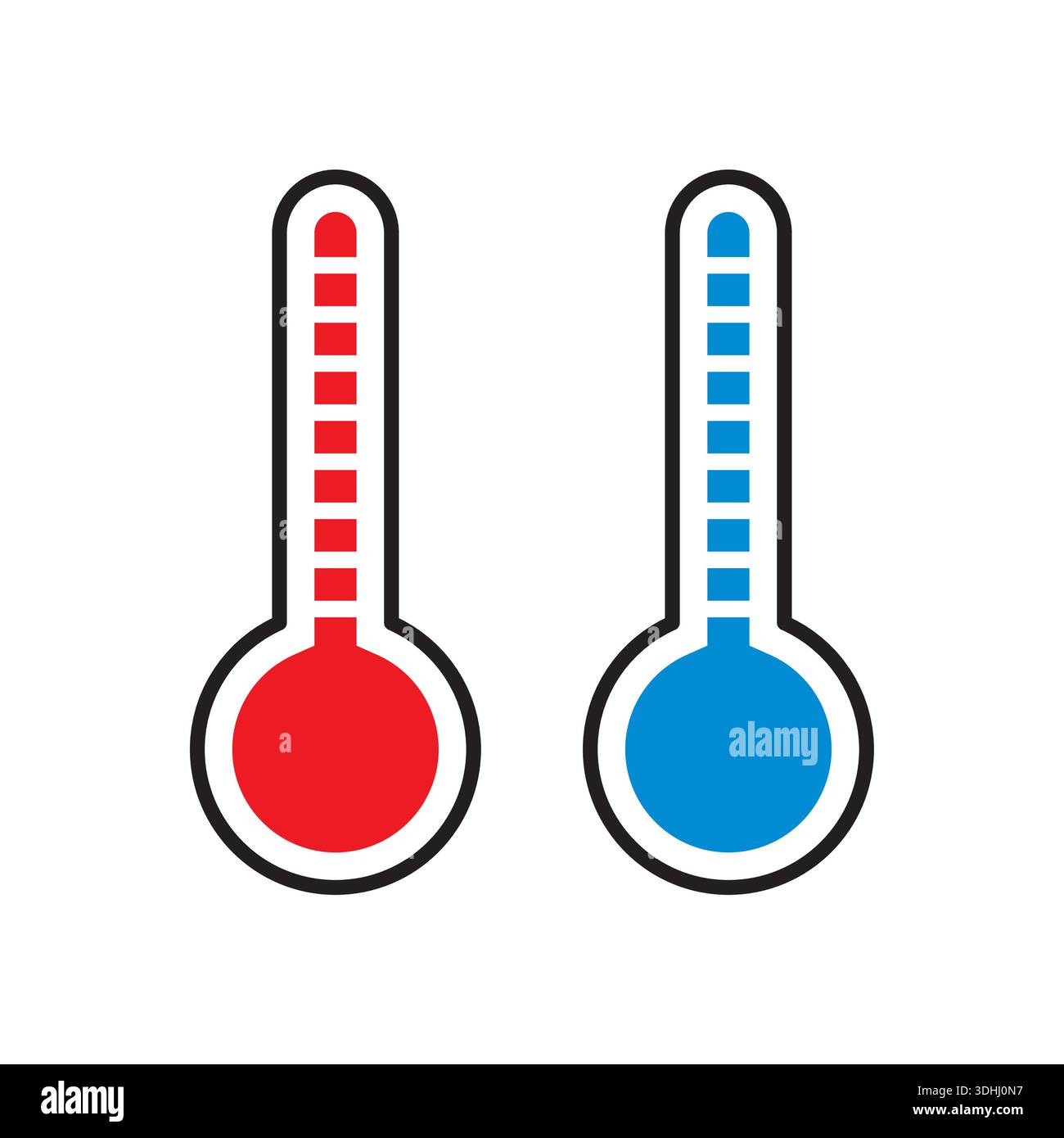 thermomètre rouge. thermomètre bleu. symboles de thermomètre chaud et froid. Illustration de Vecteur
