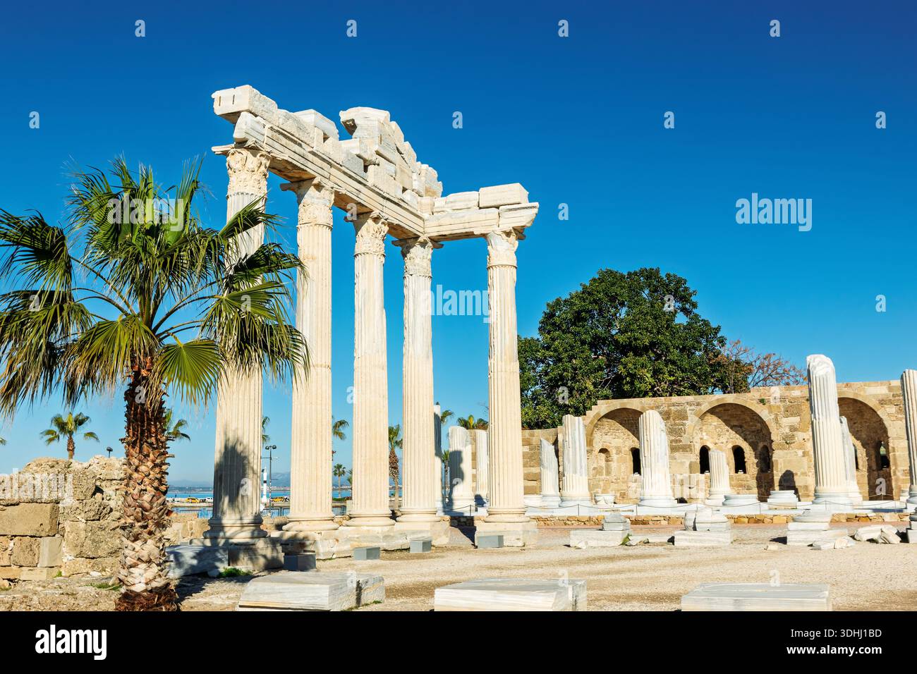 Le temple d'Apollon dans l'ancienne ville pamphylienne de Side, Turquie. Banque D'Images