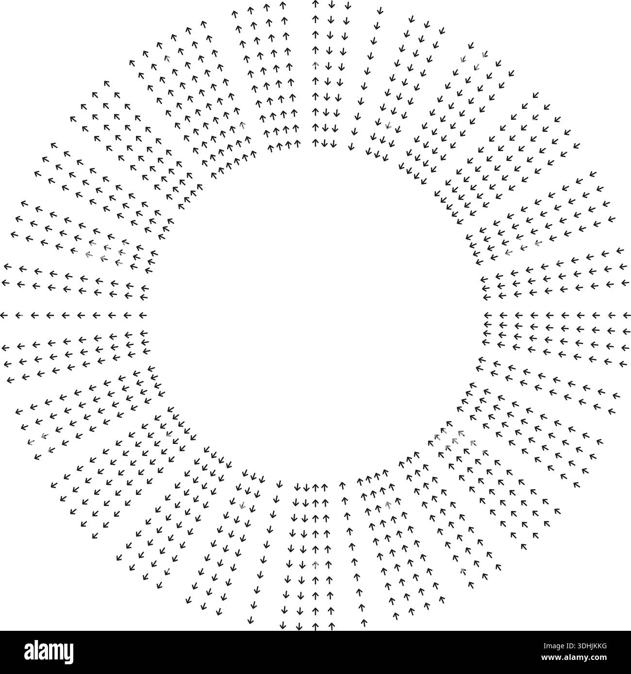 De longs rayons rayonnent vers l'extérieur à partir du centre vide formant un flux. Illustration de Vecteur