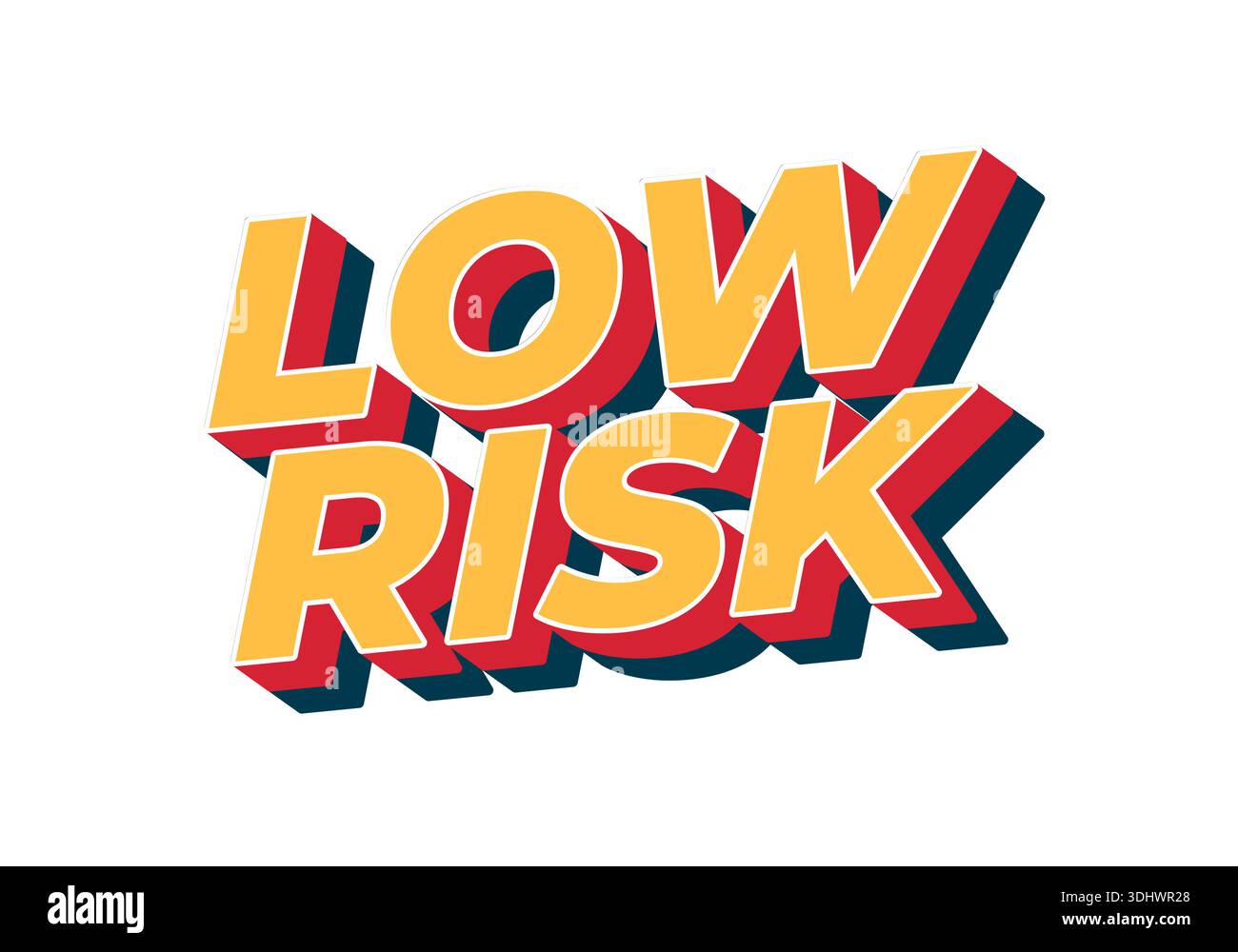 Texte audacieux avec les mots LOW Risk dans un style 3D coloré Illustration de Vecteur