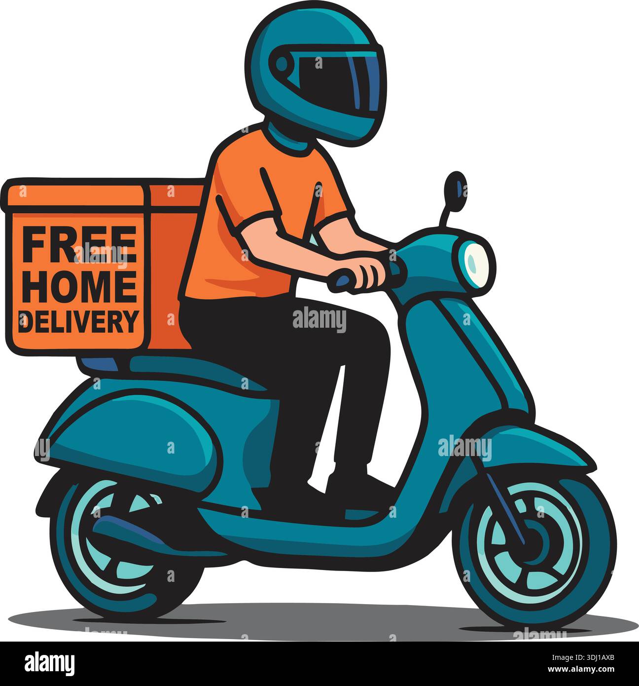 Livreur sur scooter – illustration vectorielle de service de livraison à domicile pour Courier et Food Apps Illustration de Vecteur