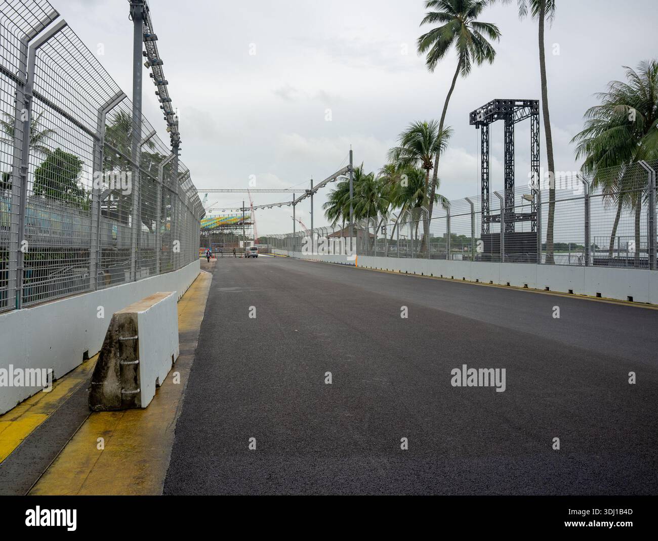 Le circuit urbain de Singapour est en préparation une semaine avant la course pour la course de formule 1. Banque D'Images