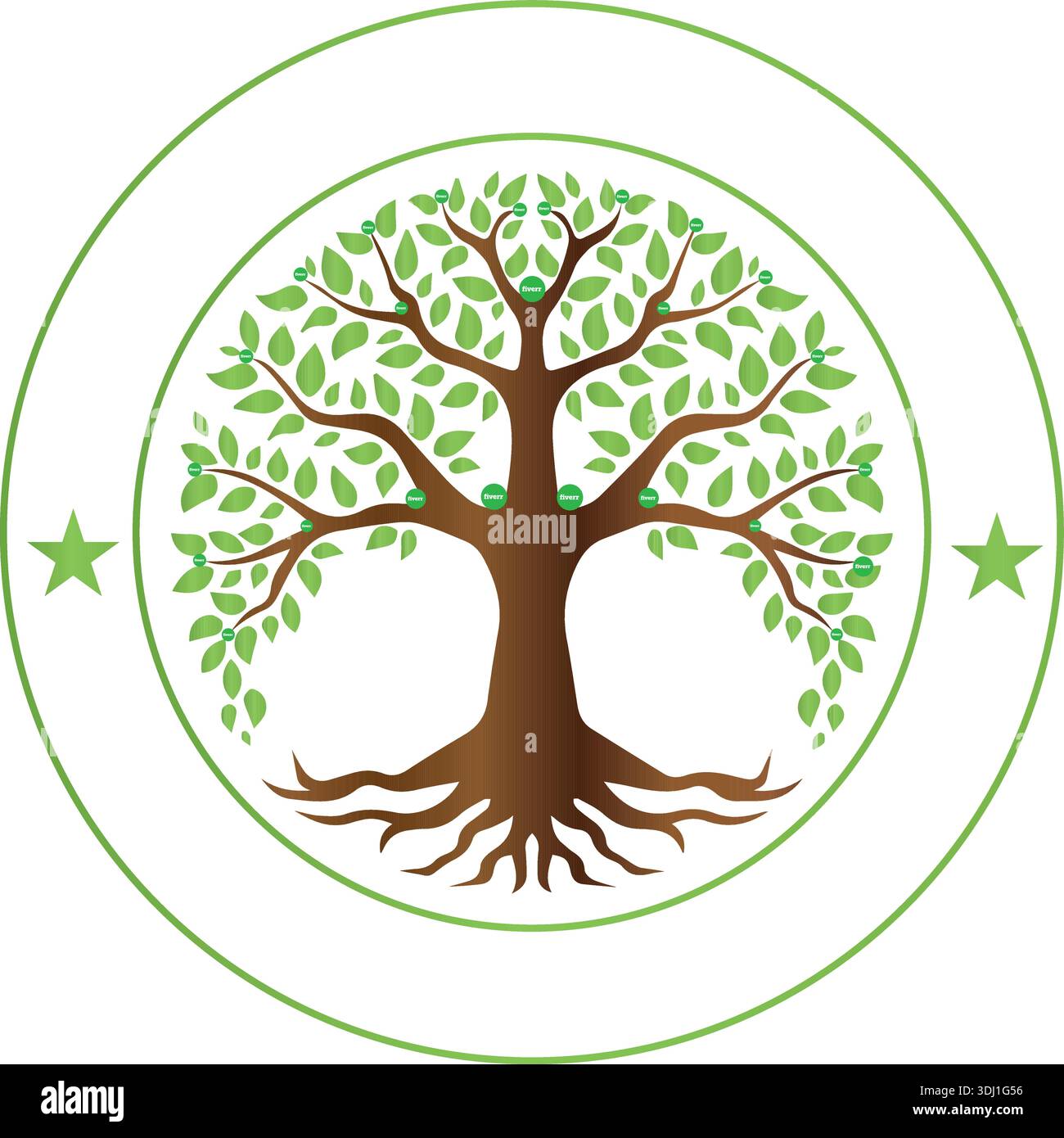 Beau cadre hors de l'arbre forment le cercle logos de vert Tree Leaf Ecology Pro Vector Illustration de Vecteur